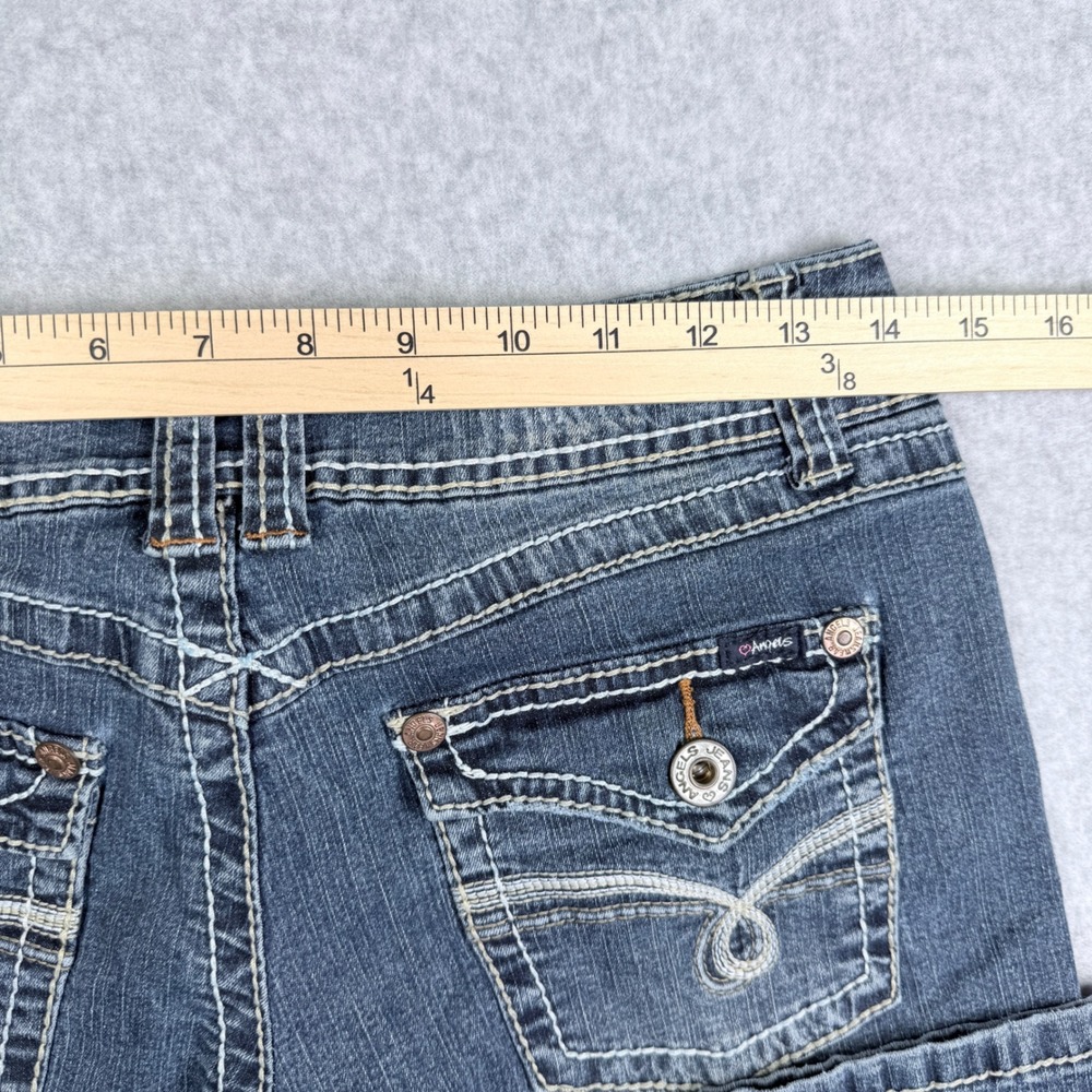 Angels Flare Jeans Womens 9 Short Blue Excellent Thick Stitch Low Rise Y2K - Picture 9 of 15